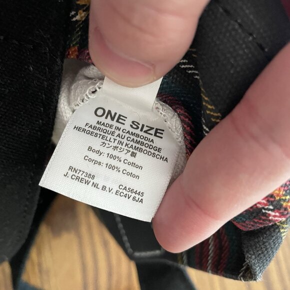 J.Crew Factory Black Tartan Plaid Preppy Holiday Mini Structured Canvas Tote Bag - Picture 12 of 12